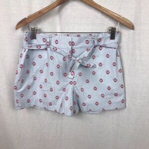 Ann Taylor LOFT Women's Belted Embroidered Shorts 100% Cotton Casual Size 0